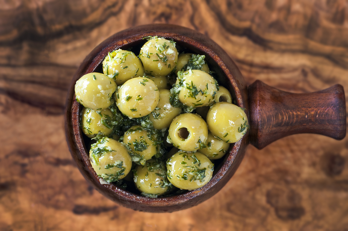 Green Pitted Manzanilla Olives with Dill, Garlic and Lemon Zest and Juice Green Pitted Manzanilla Olives with Dill, Garlic and Lemon Zest and Juice